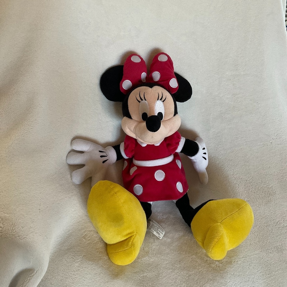 Disney Minnie Mouse plush 16” with red dress.